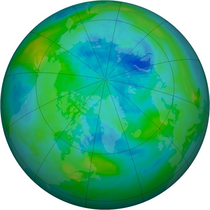 Arctic ozone map for 20 September 1990